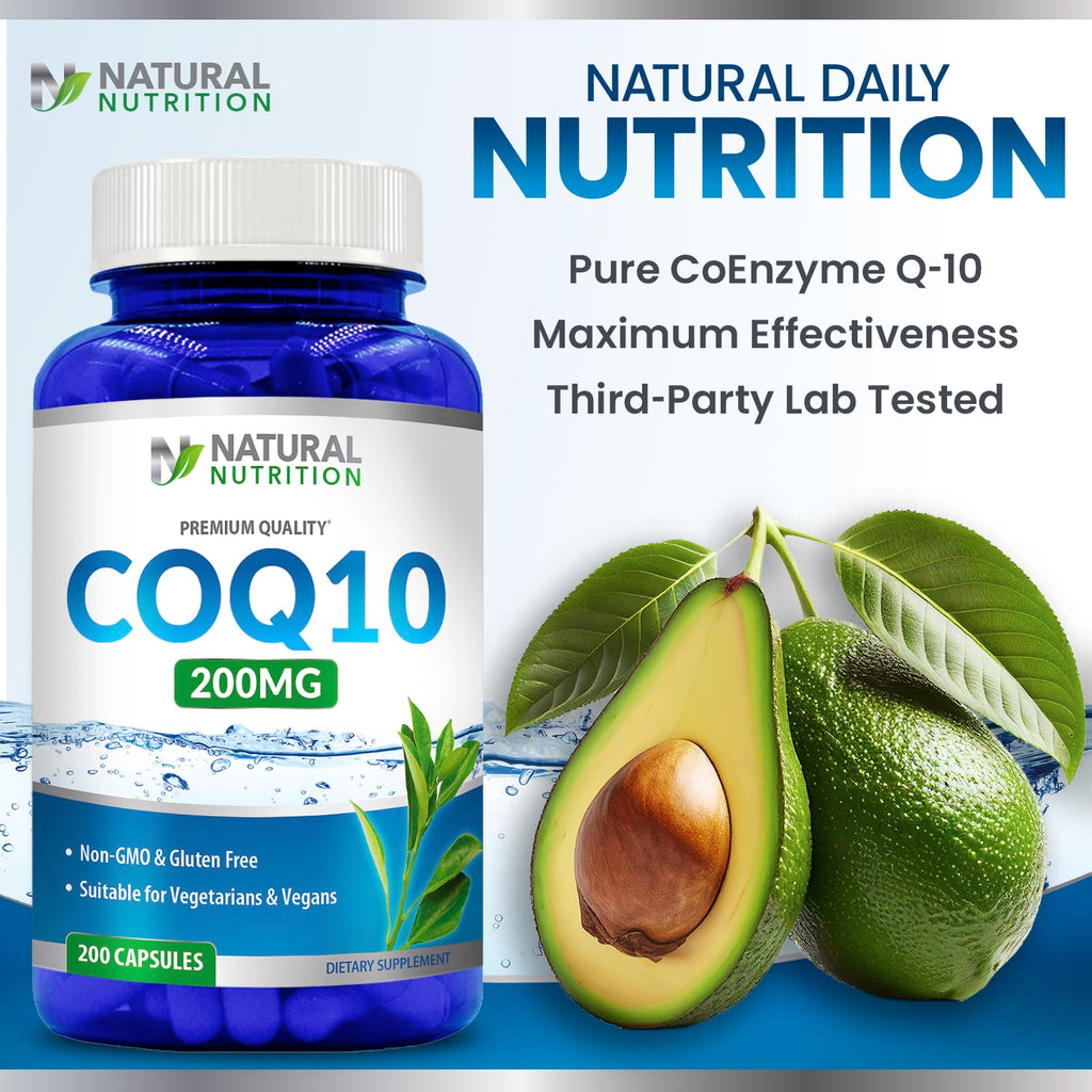 Generic Natural CoQ10 200mg – 200 Capsules, Quick Absorption | Gluten Free & Non-GMO