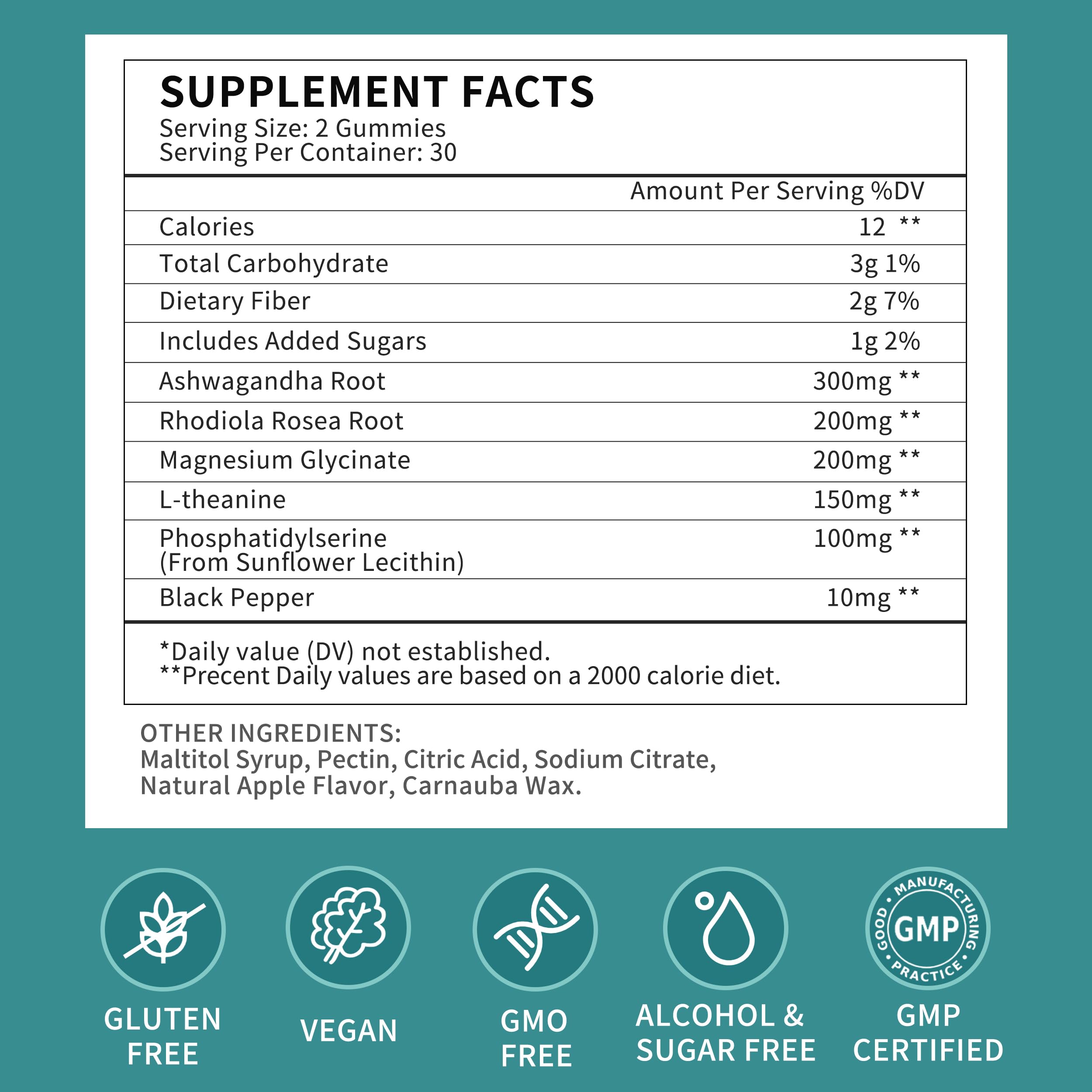 2 Pack Cortisol Gummies for Women – Ashwagandha, Rhodiola, Magnesium | 120 Gummies