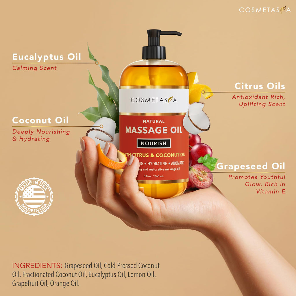 Cosmetasa Massage Oil Spa Gift Set for Women – Lavender, Arnica & Citrus Oils