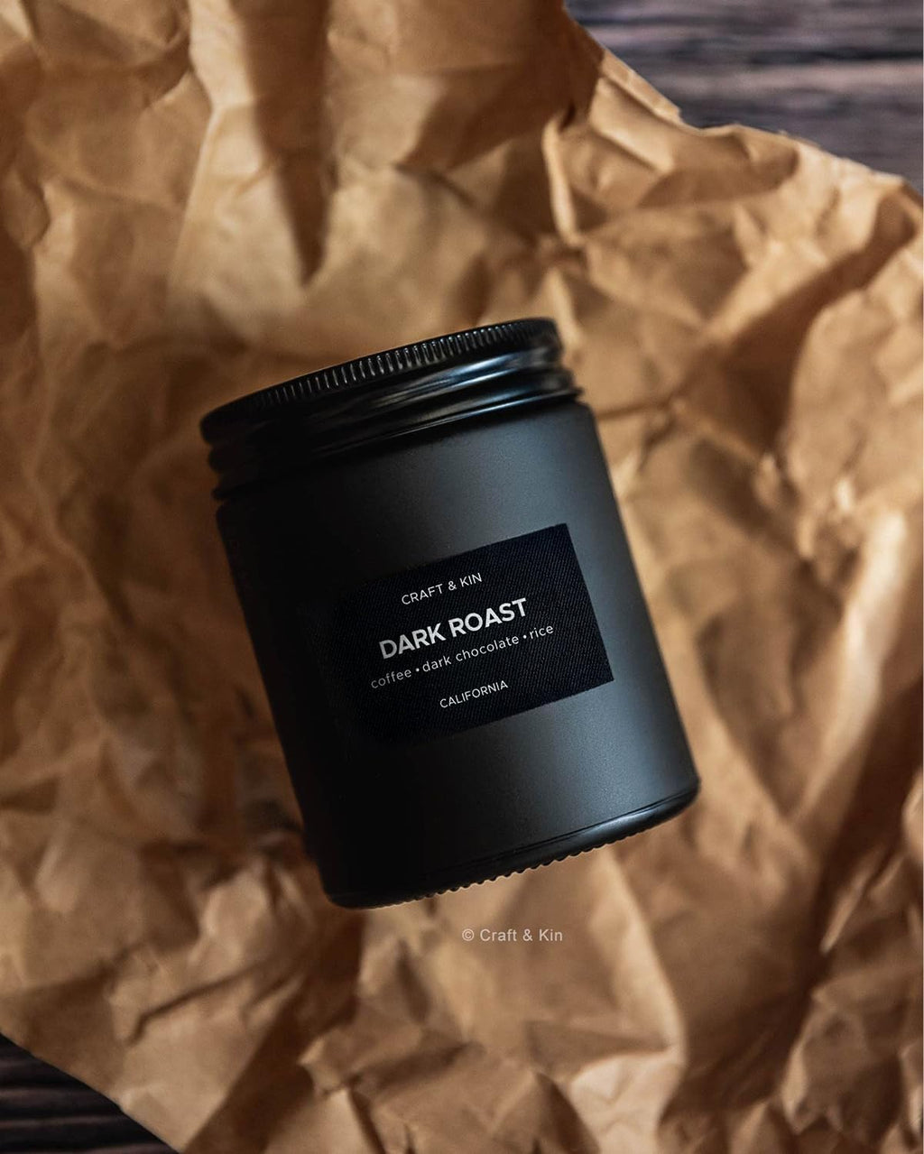 Craft & Kin Premium Dark Roast Coffee Candle – 7.6oz Soy, 45-Hour Burn