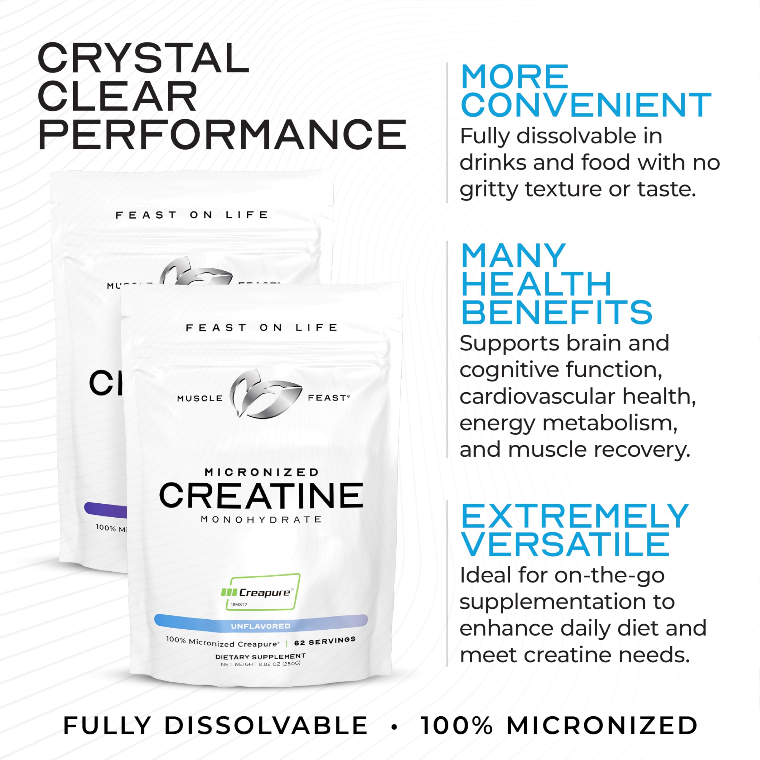 Muscle Feast Creapure Creatine Monohydrate Powder – Blue Raspberry, 250g