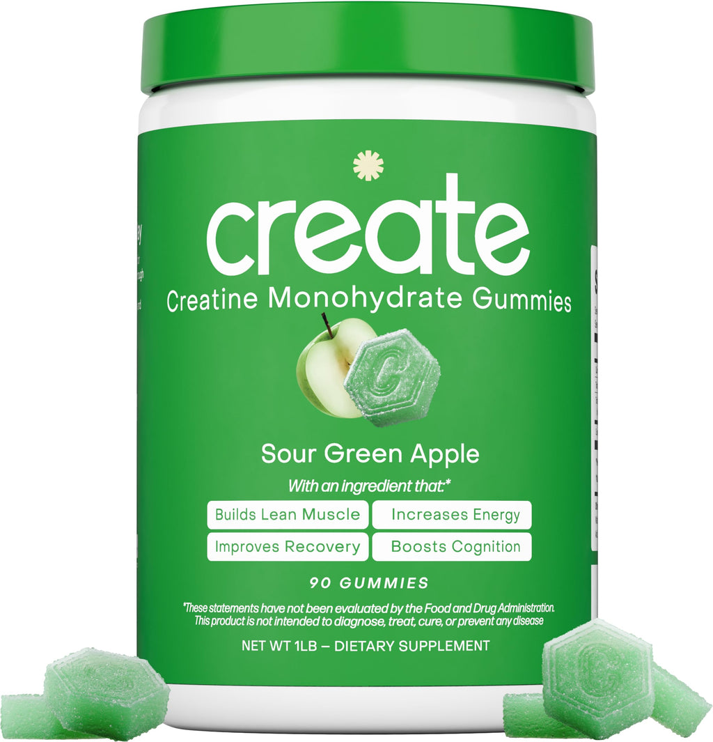 Create Creatine Monohydrate Gummies 1.5g – Vegan, Sour Green Apple