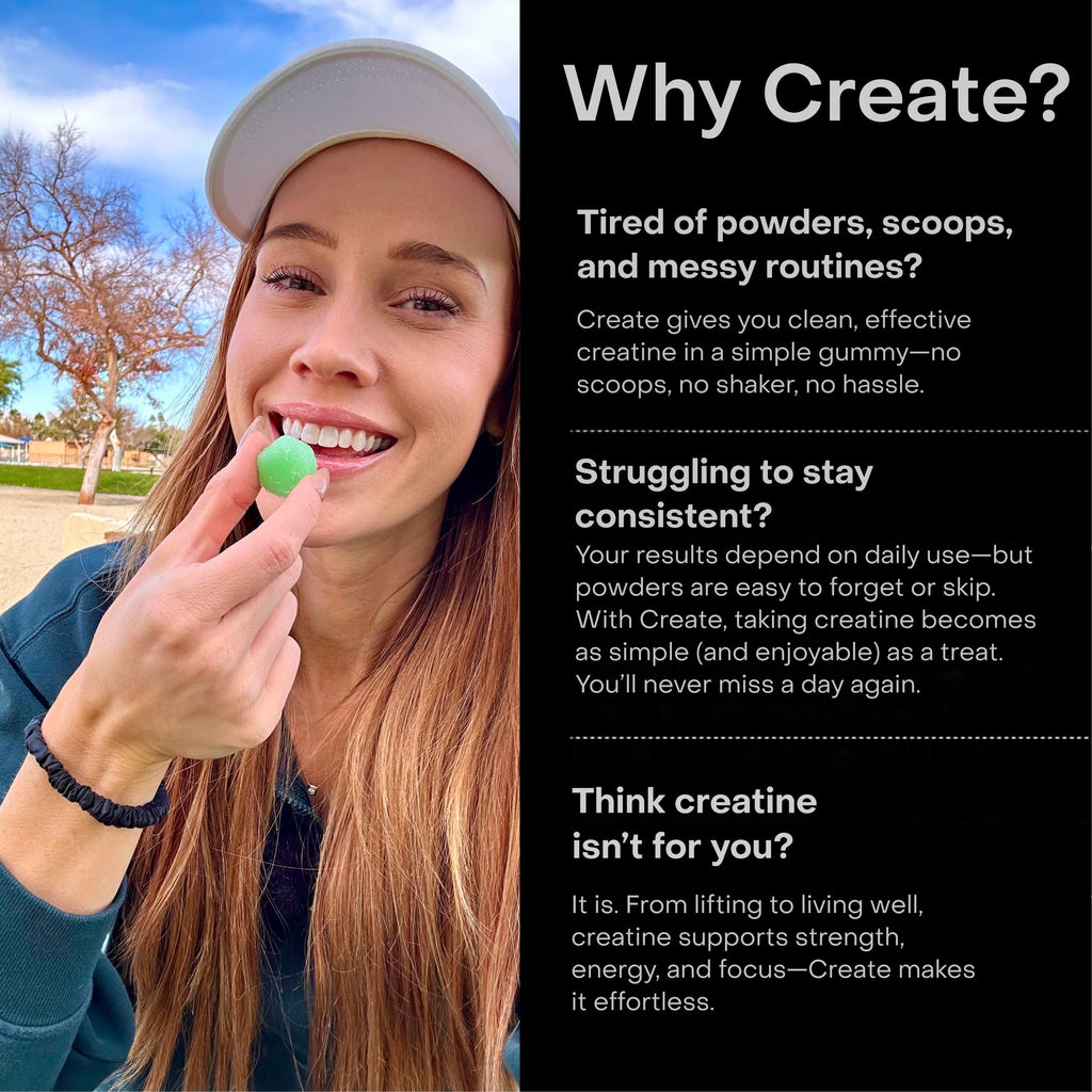 Create Creatine Monohydrate Gummies 1.5g – Vegan, Sour Green Apple