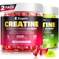 Creatine Monohydrate Gummies - 5g per Serving, Mixed Berry, Orange and Green Apple Flavor, 2-Pack