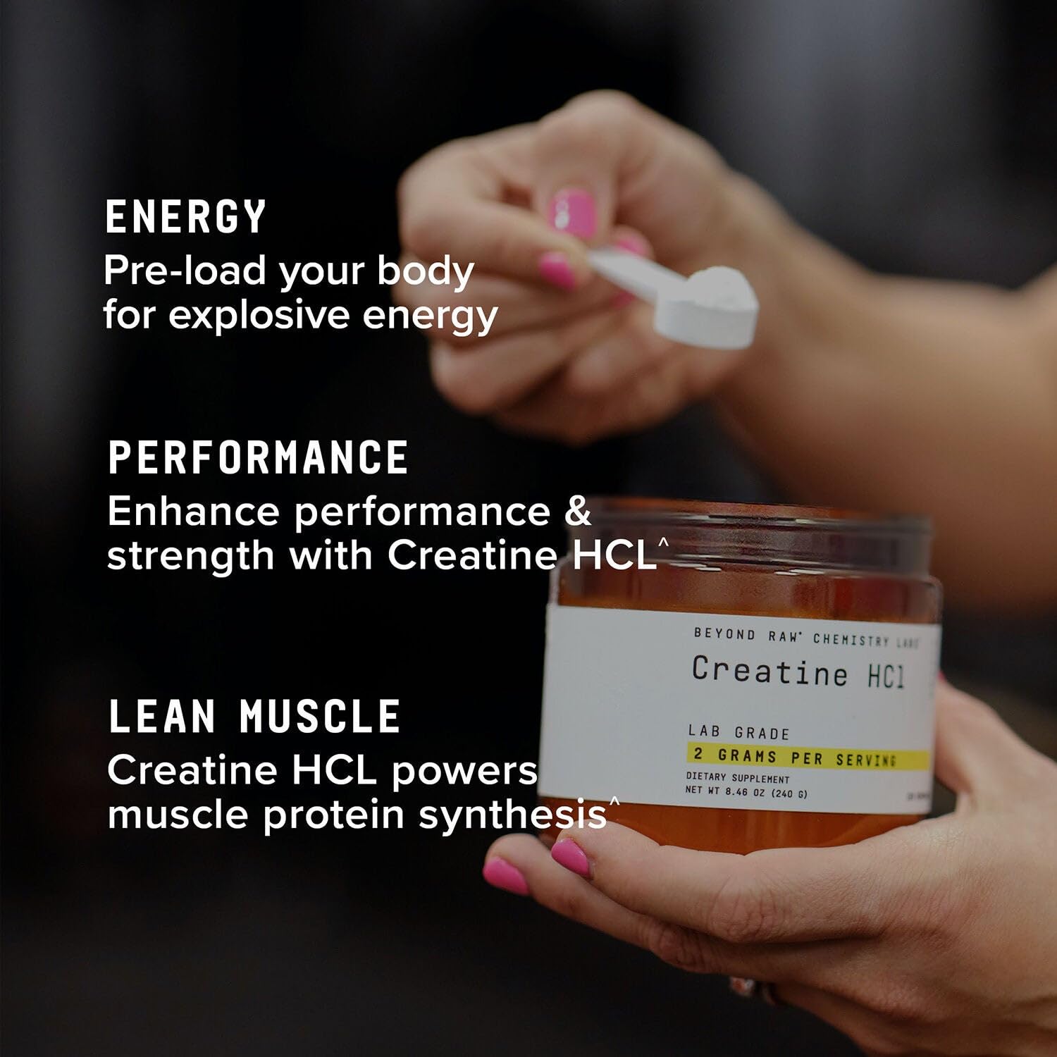 BEYOND RAW Creatine HCl Powder – Lab-Grade Creatine for Muscle, Energy, and Focus | 60 Servings