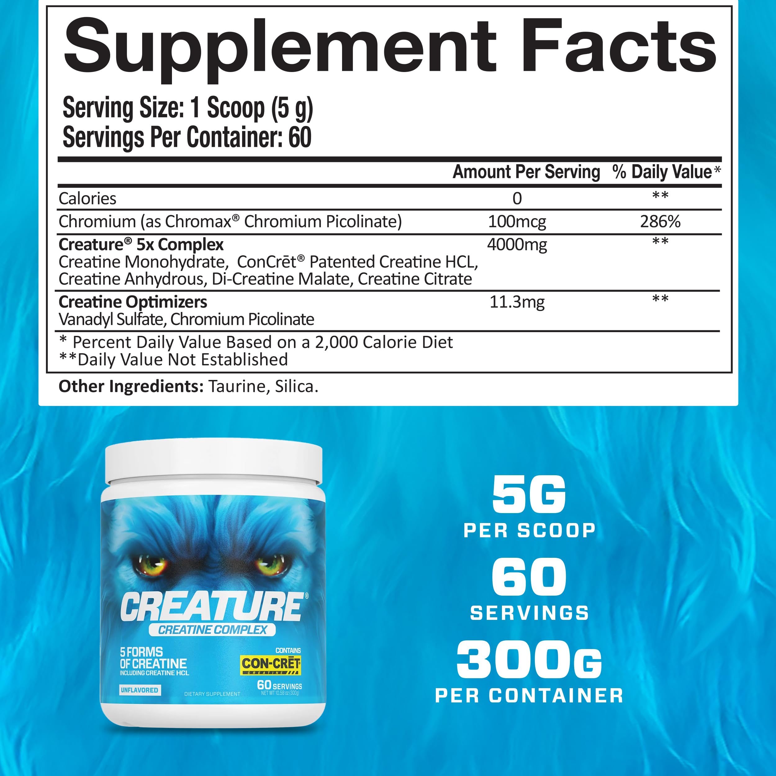 CREATURE® Creatine Complex – 5-Form Creatine Powder, 300g, Unflavored
