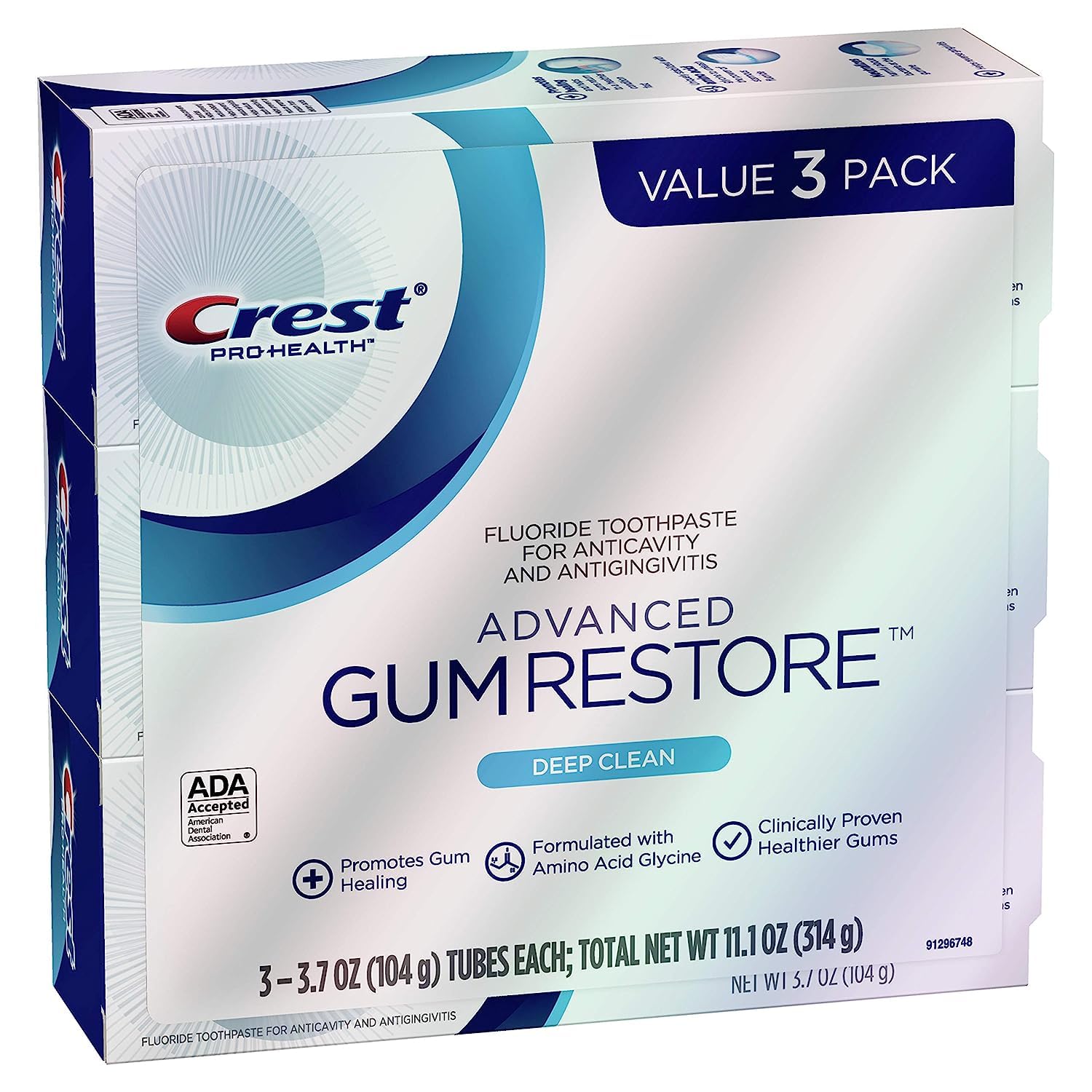 Crest Pro-Health Advanced Gum Restore Deep Clean Toothpaste 3.7 oz Pack of 3