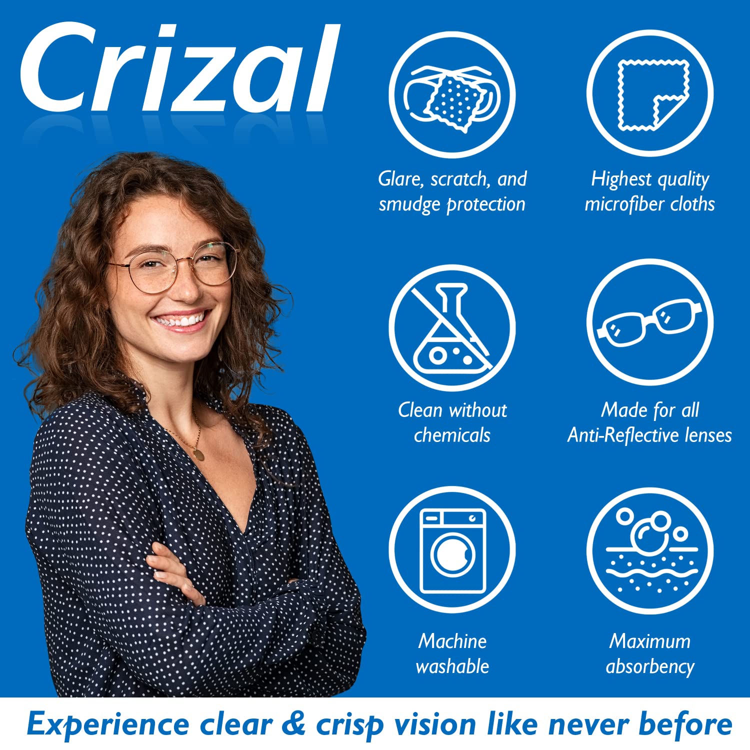 Crizal Eyeglass Cleaning Cloths – 3 Pack Premium Microfiber for AR Lenses | Doctor Recommended