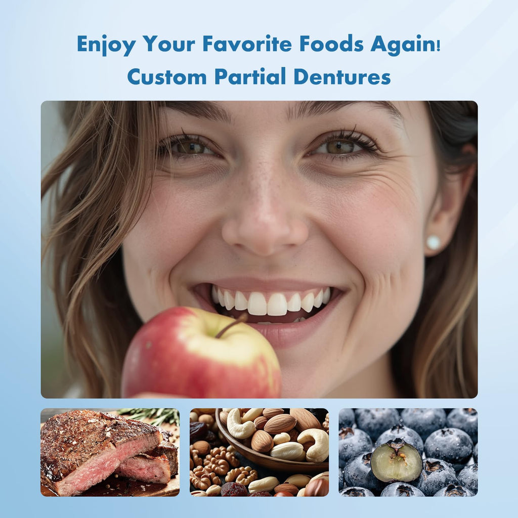 Custom Removable Dentures – Personalized Partial Denture Set with Storage Case | 1–6 Teeth Coverage