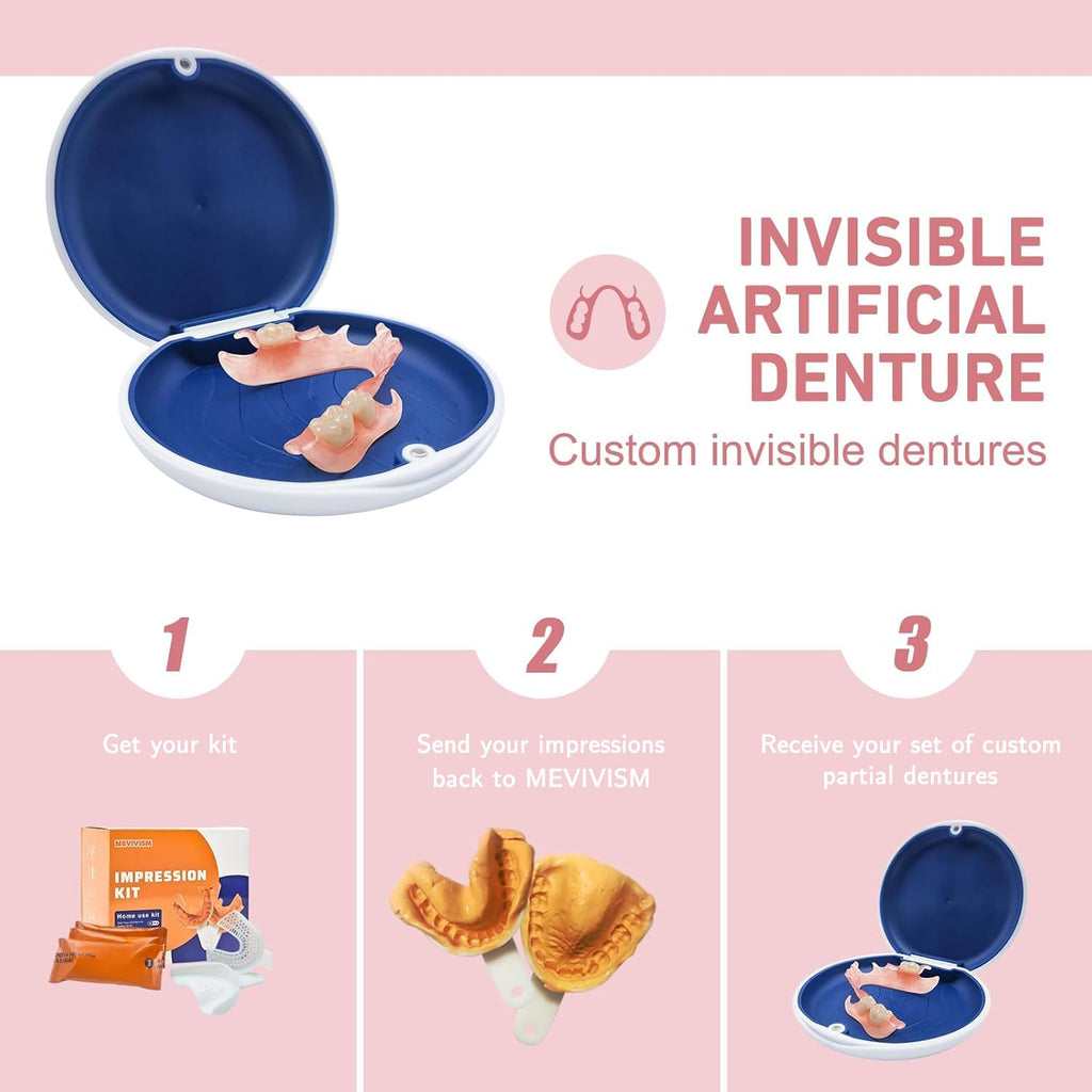 Custom Partial Dentures – Personalized Removable Denture Set for Missing Teeth | 1–6 Tooth Replacement with Storage Case | Natural Look & Comfortable Fit