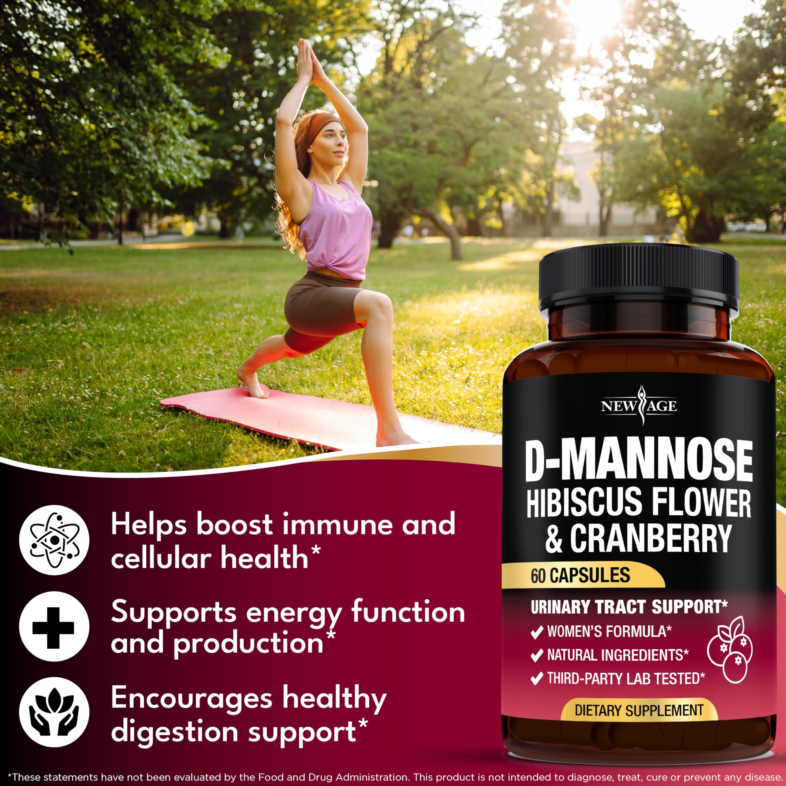 D-Mannose with Cranberry & Hibiscus – High-Strength UTI Support (180 Capsules)