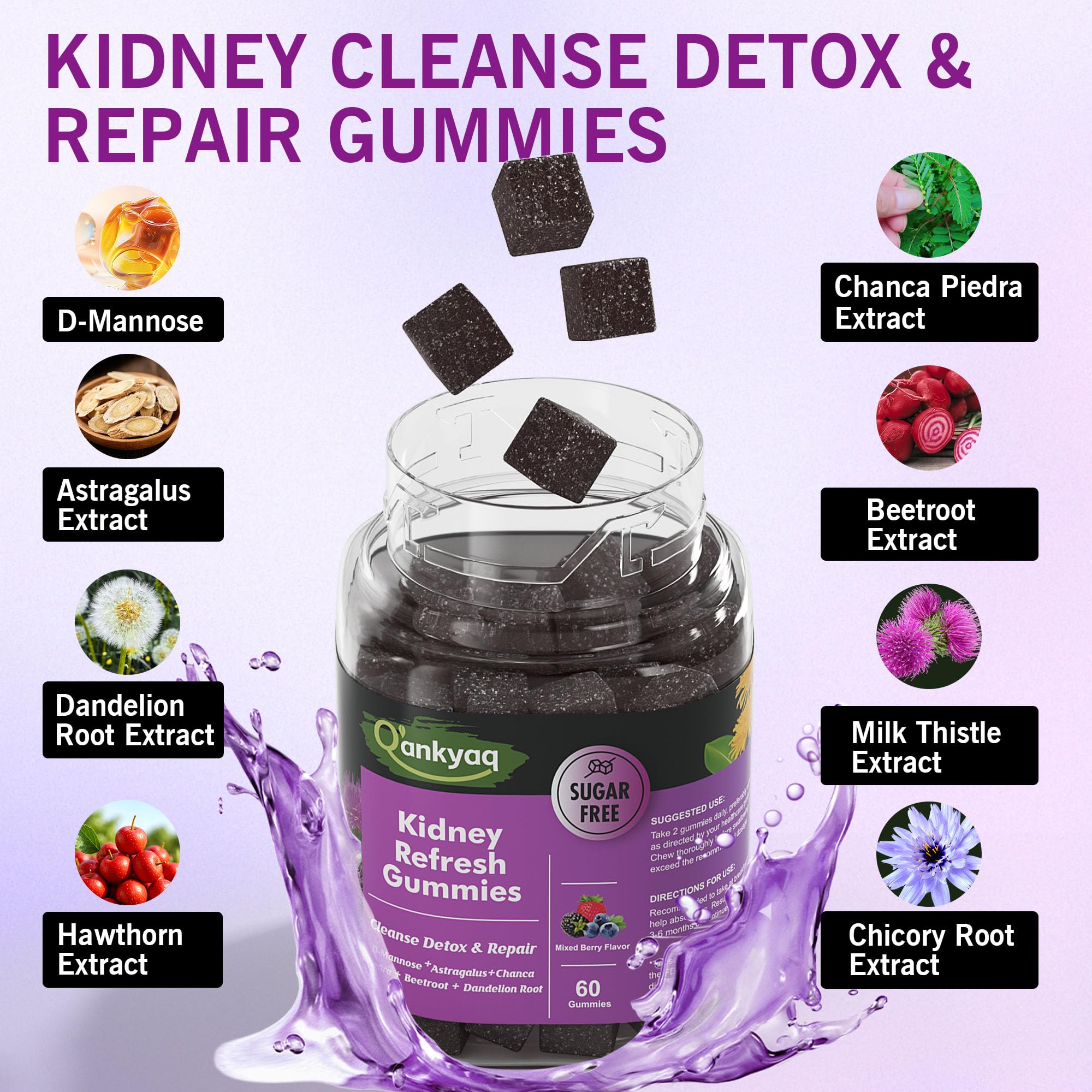 D-Mannose Gummies for Women – Kidney Cleanse & Urinary Health (60 ct)