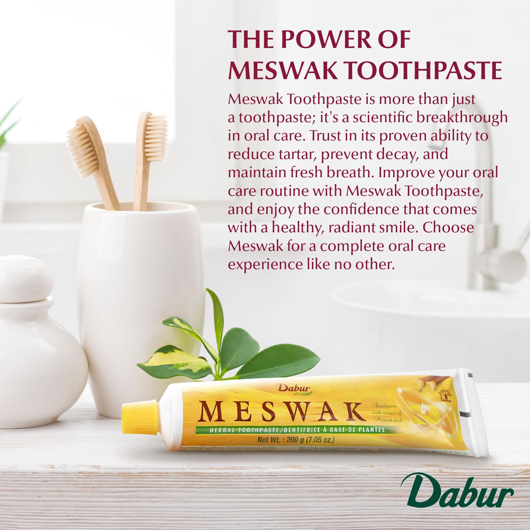 Dabur Meswak Toothpaste, 200g | Natural Miswak Toothpaste for Gums & Fresh Breath