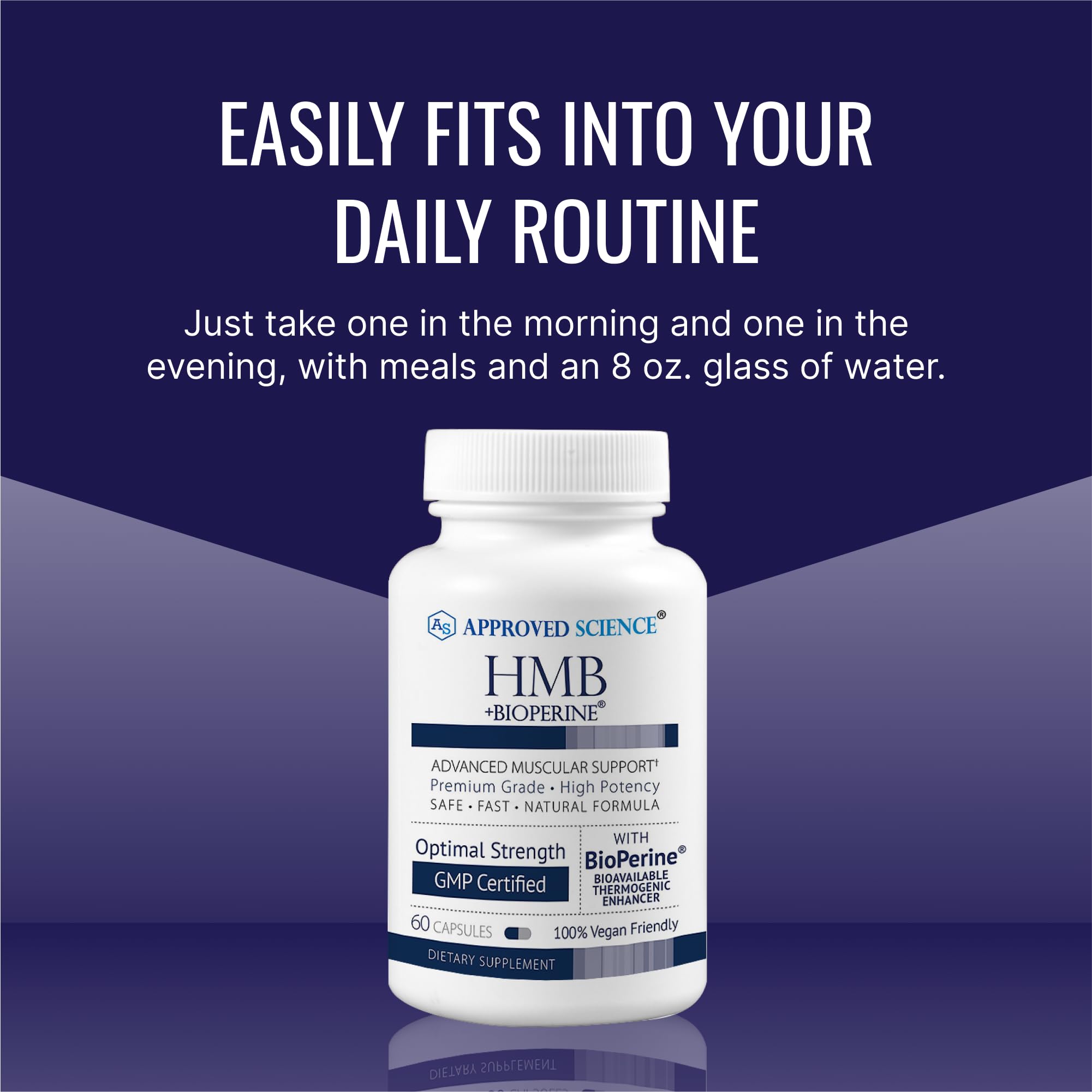 Approved Science HMB - Supports Muscles and Exercise - 1500mg HMB, BioPerine, 60 Vegan Capsules