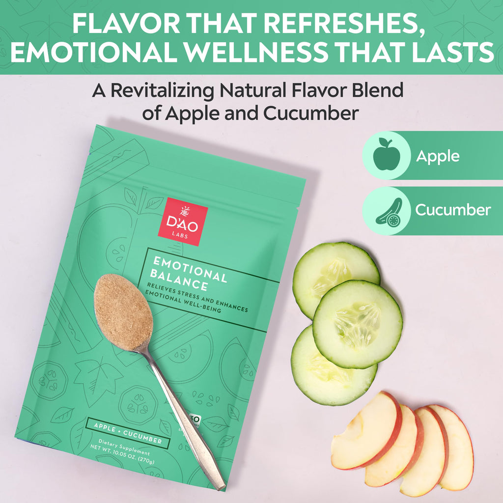 D'AO Labs Emotional Balance Powder – Calm & Stress Relief (Apple-Cucumber Flavor)