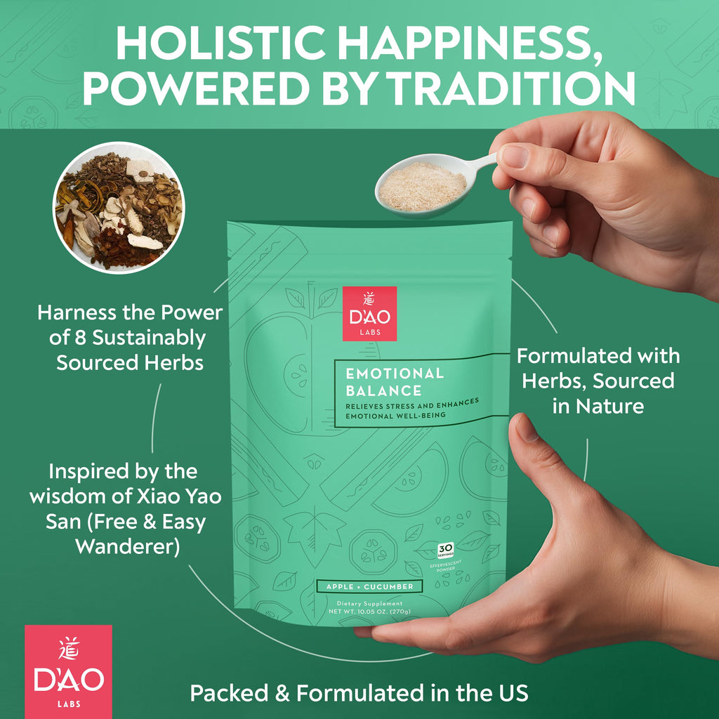 D'AO Labs Emotional Balance Powder – Calm & Stress Relief (Apple-Cucumber Flavor)