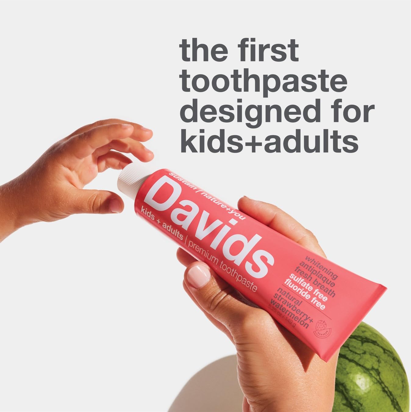 Davids Fluoride Free Toothpaste – Strawberry Watermelon, 5.25oz | SLS Free