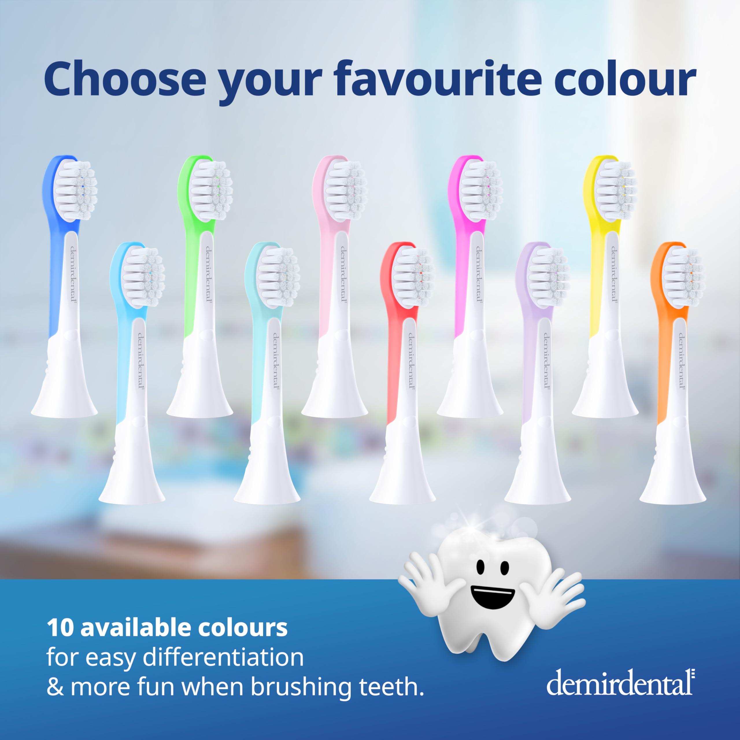 Demirdental Kids Mini Toothbrush Heads – Philips Sonicare Kids Compatible, Replacement Heads Mini Sensitive (Ages 3-6) Pink