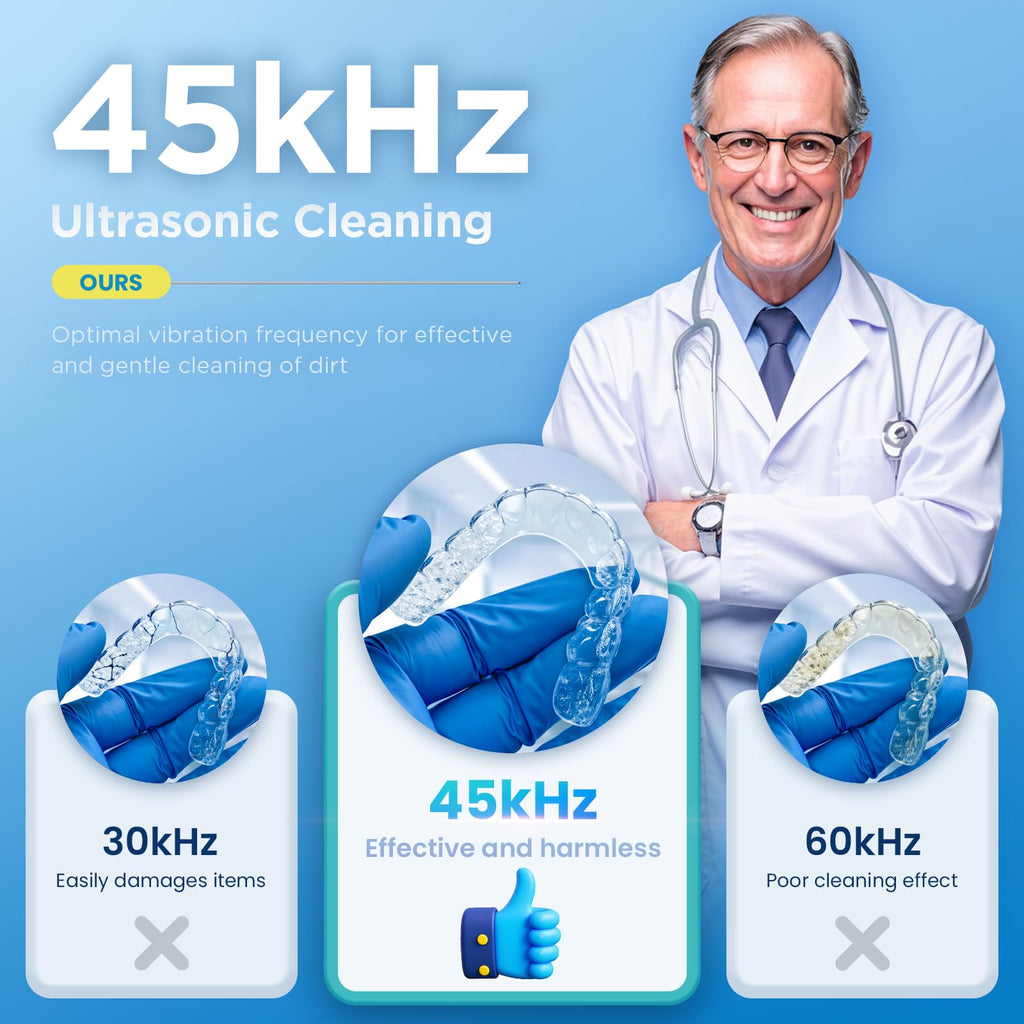 Dental Ultrasonic Retainer Cleaner Machine – 45kHz, 200ml, UV Light