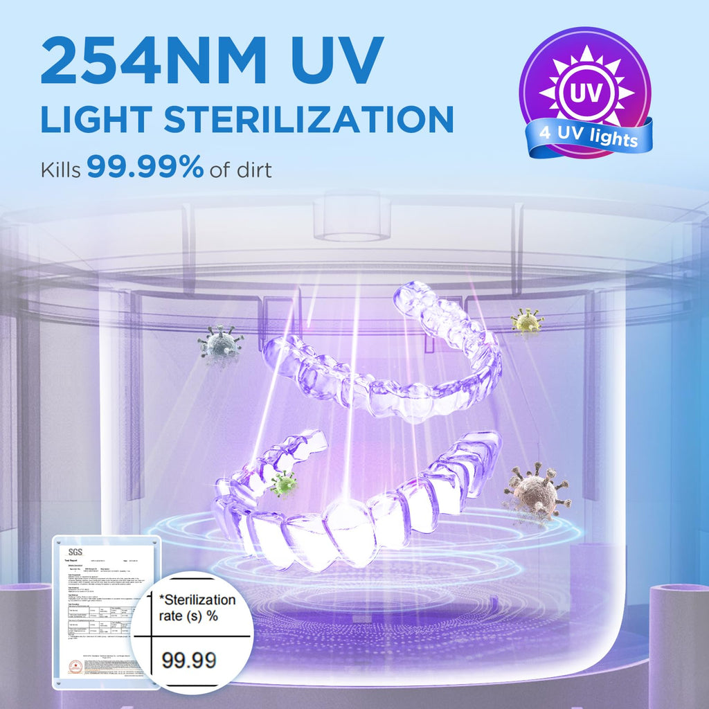 Dental Ultrasonic Retainer Cleaner Machine – 45kHz, 200ml, UV Light