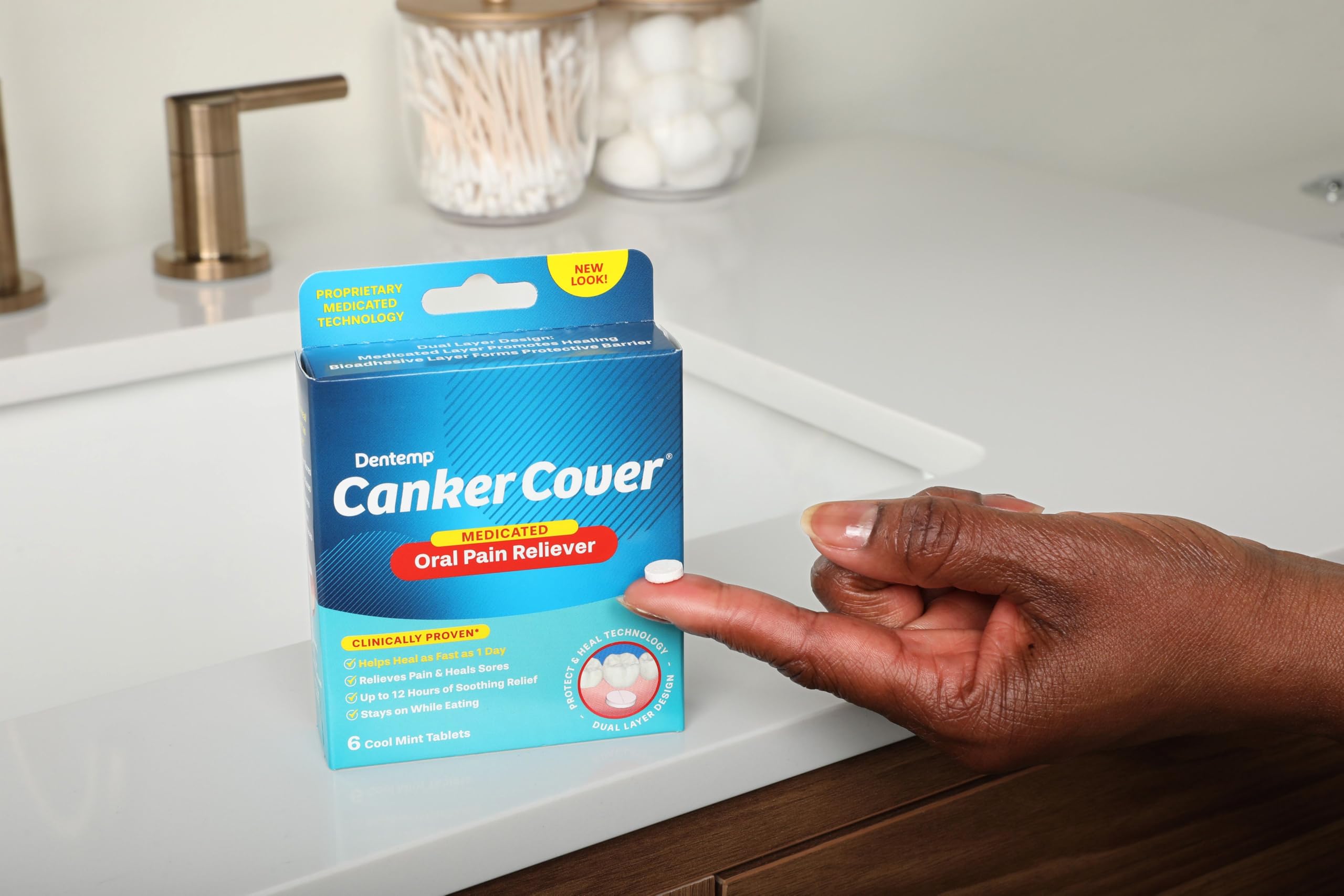 Dentemp Canker Cover – Canker Sore Pain Relief Tablets (6 Count)