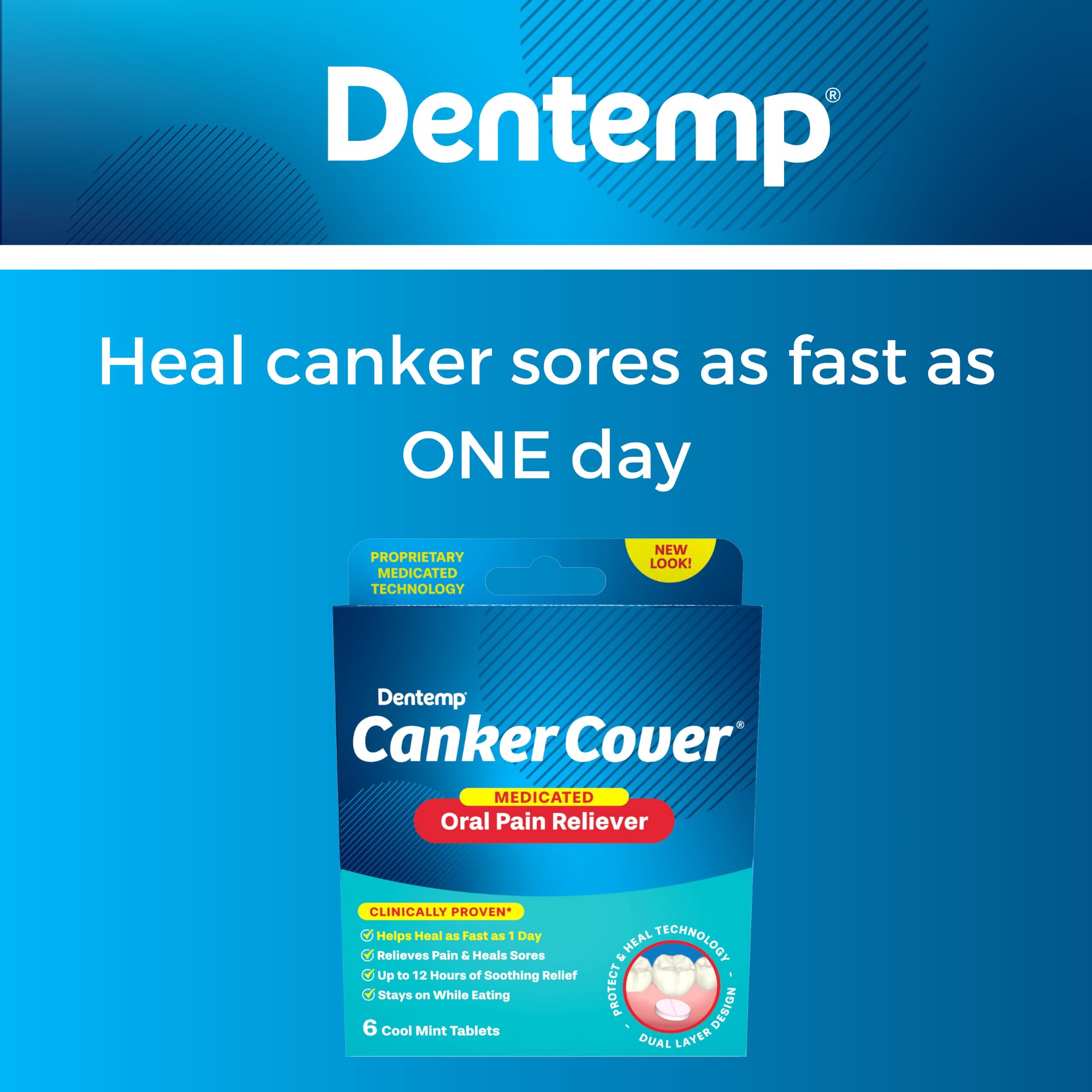 Dentemp Canker Cover – Canker Sore Pain Relief Tablets (6 Count)