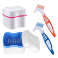 Denture Cleaner Box & Brush Set - 2 Pack, Portable Denture Storage