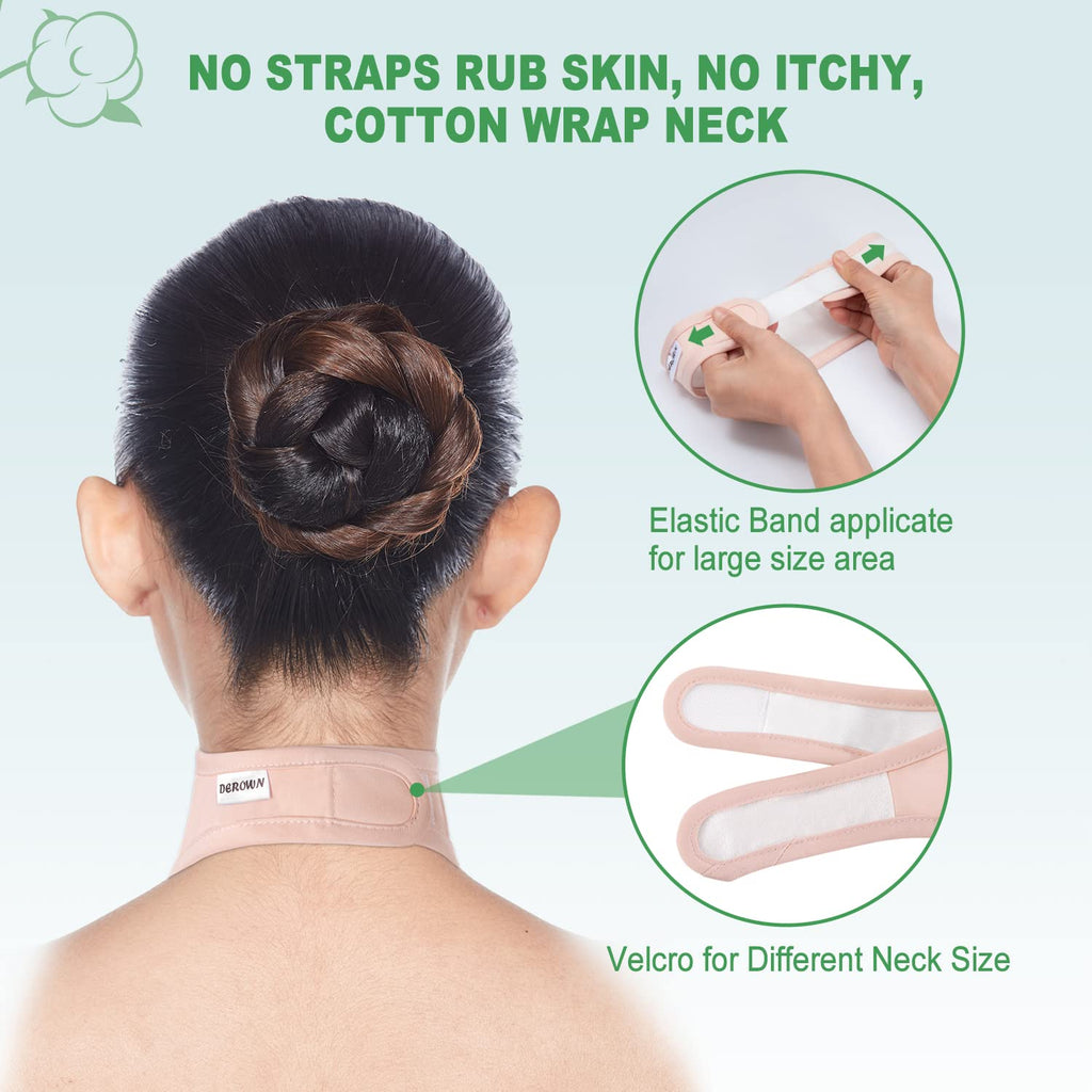 DEROWN Castor Oil Pack Wrap for Neck — Organic Cotton Flannel, Waterproof PUL, Reusable