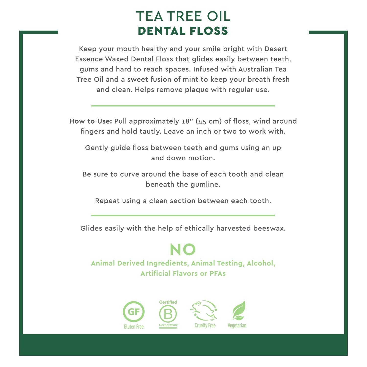 Desert Essence Tea Tree Dental Floss 50 yd – Pack of 6 | Gluten Free, Cruelty Free