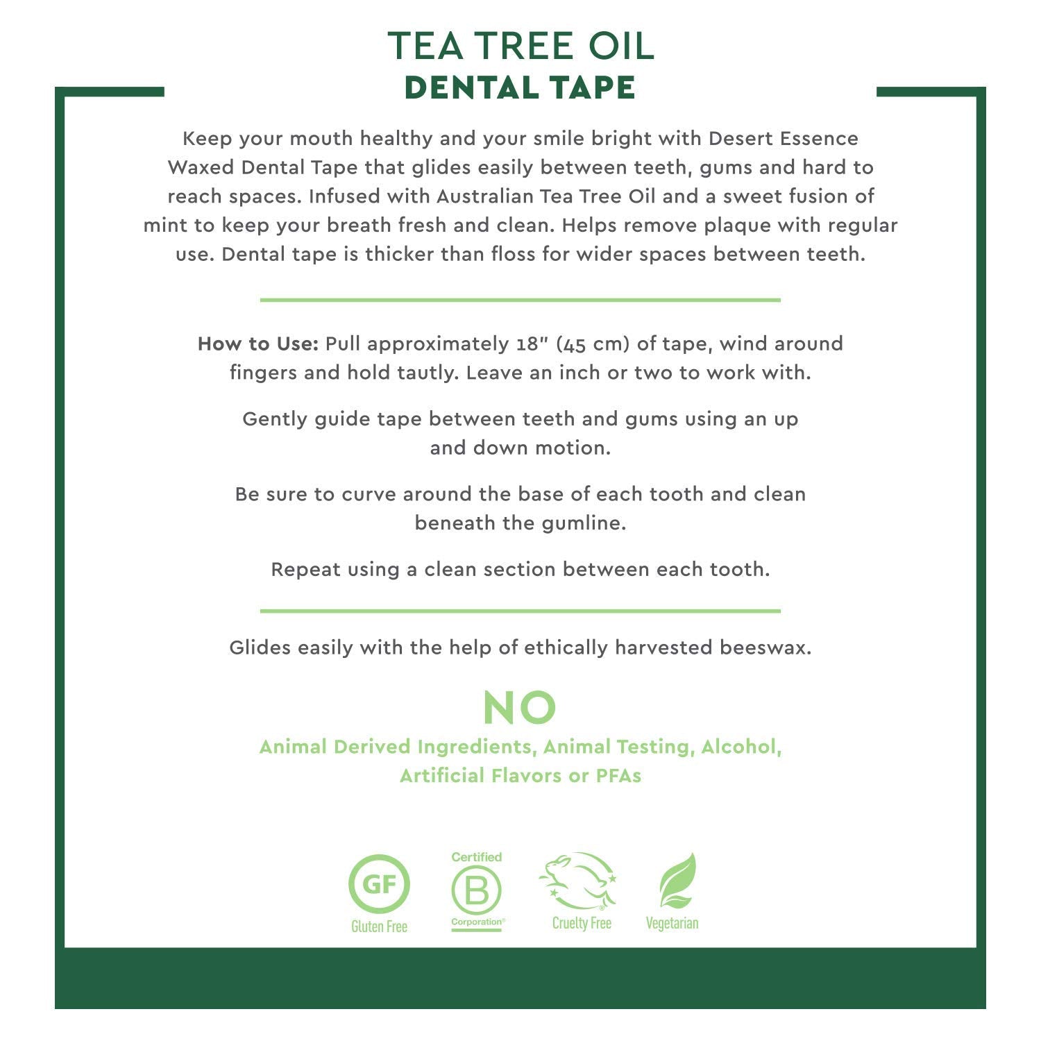 Desert Essence Tea Tree Oil Dental Tape - 30 Yards, 6 Pack, Beeswax Waxed, Cruelty-Free