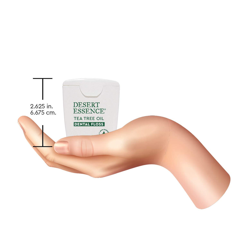 Desert Essence Tea Tree Oil Dental Floss - 50 Yards, Beeswax-Coated, Thick No-Shred Tape