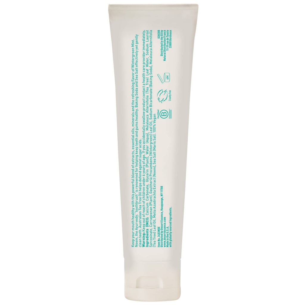 Desert Essence Tea Tree Oil & Neem Toothpaste - Fluoride-Free, Vegan, Wintergreen 6.25 oz