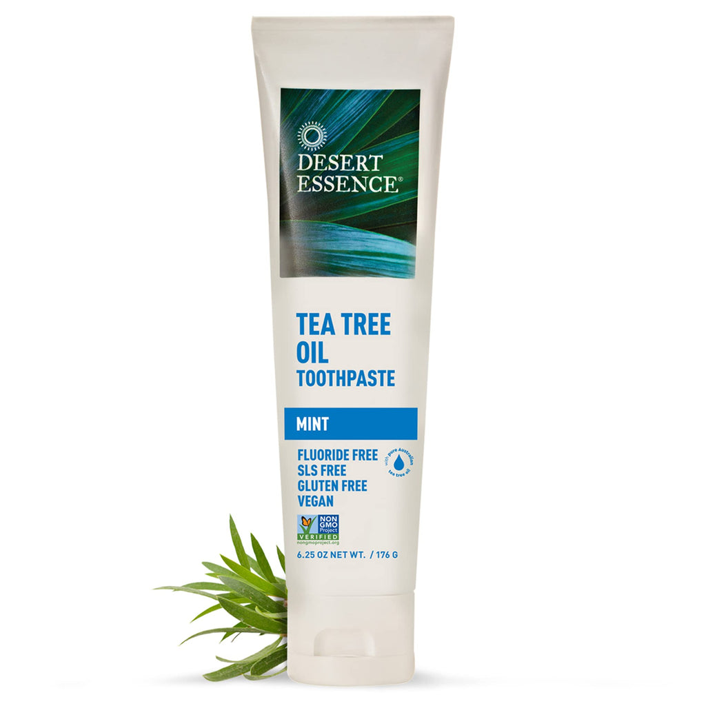 Desert Essence Tea Tree Oil Toothpaste – Mint, 6.25 oz (Pack of 2)