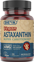 DEVA Nutrition Astaxanthin 4mg – Vegan, Non-GMO Haematococcus Pluvialis – 30 Capsules