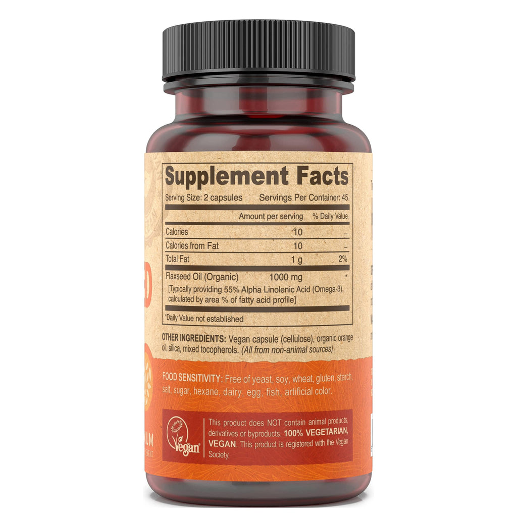 DEVA Vegan Flaxseed Oil - 90 Vcaps | Organic Cold-Pressed Omega-3