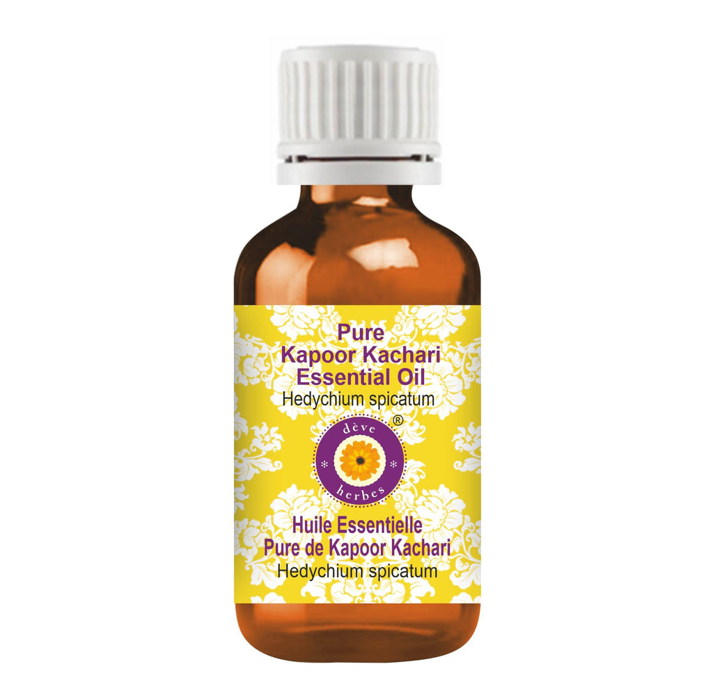 dève herbes Kapoor Kachari Essential Oil (Hedychium spicatum) Pure | Non-Sticky | Non-Greasy | Lightweight | Men & Women | All Skin Types | Steam Distilled 10ml (0.33 oz)
