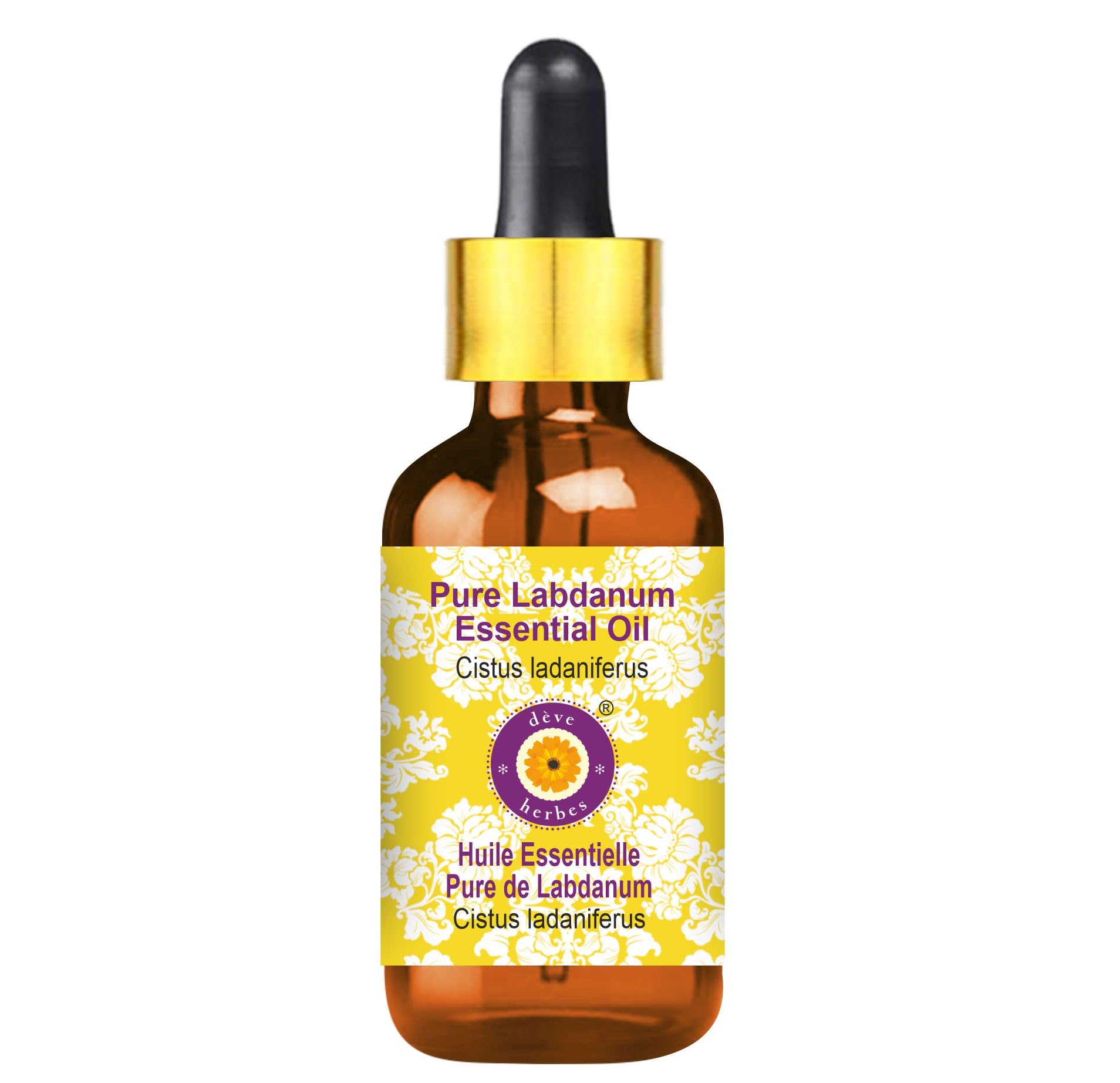 dève herbes Labdanum Essential Oil 50ml | Steam Distilled Cistus ladaniferus | Glass Dropper
