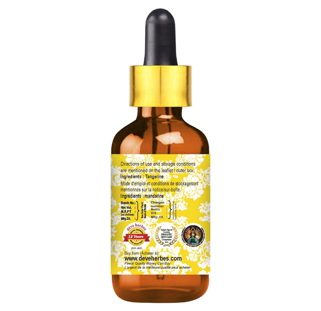 dève herbes Pure Tangerine Essential Oil (Citrus reticulata) – Steam Distilled 15ml with Glass Dropper