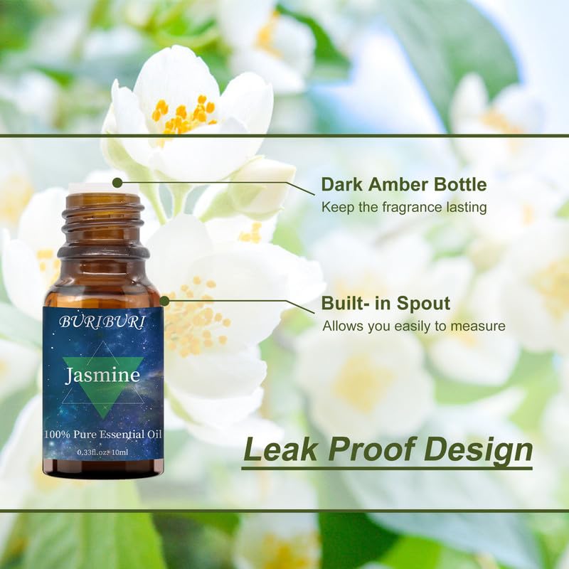 BURIBURI Jasmine & Gardenia Essential Oils Gift Set - 100% Pure, 10mlx2