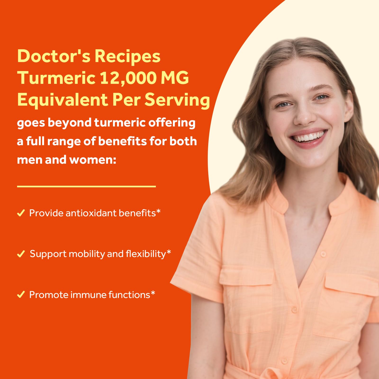 Doctor's Recipes Turmeric Curcumin with Black Pepper Extract – 12,000 mg per Serving, 95% Curcuminoids, High Potency, 120 Caps, Vegan, Non-GMO