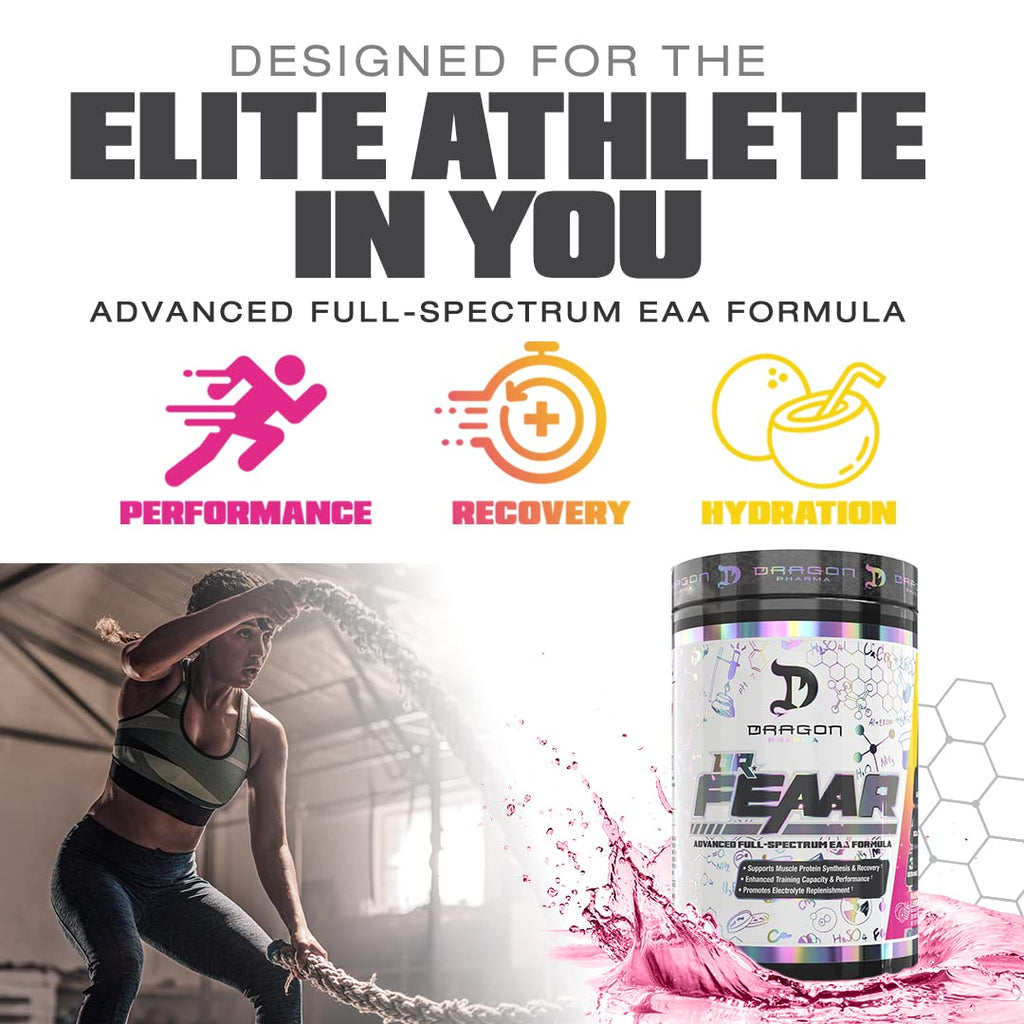 Dr. FEAAR Advanced Full-Spectrum EAA Matrix | Dragon Pharma – 30 Servings, Peach Guava