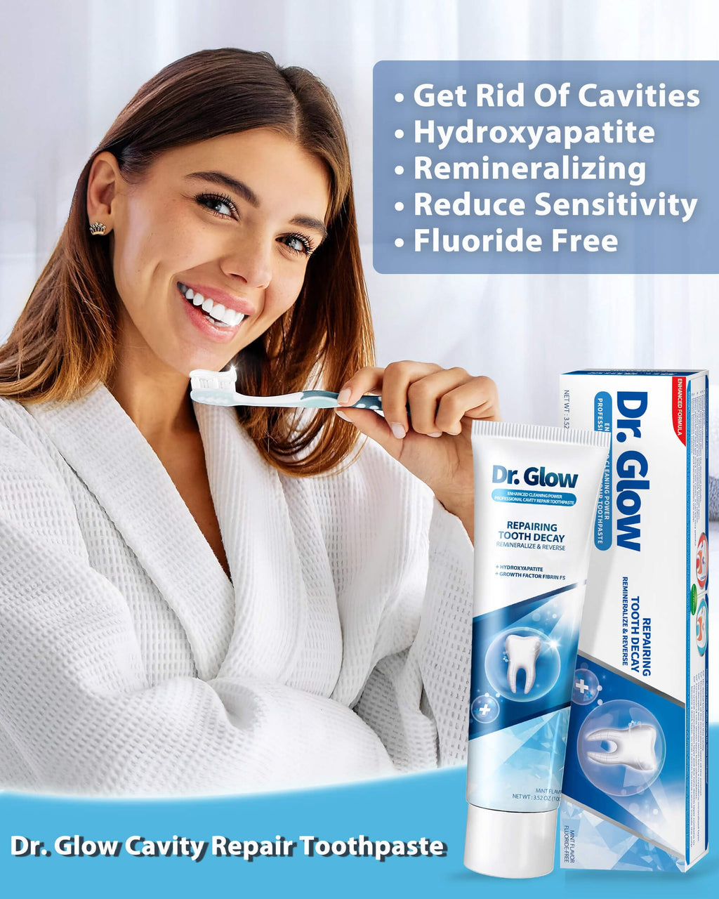 Dr. Glow Cavity Repair Toothpaste – Fluoride-Free Remineralizing Hydroxyapatite