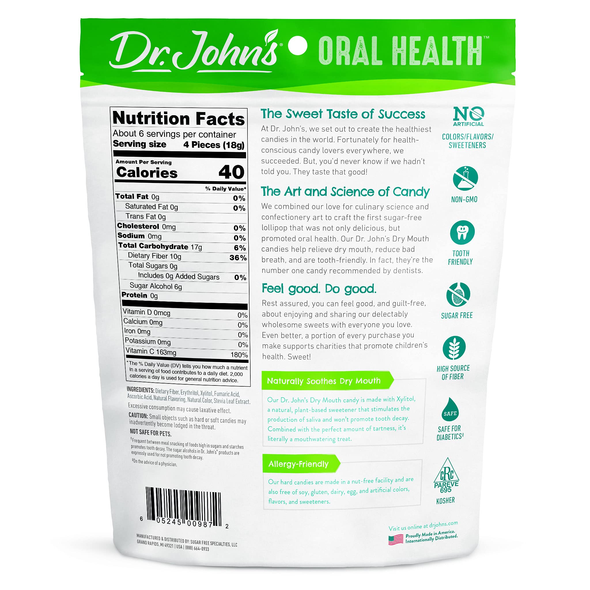 Dr. John's Dry Mouth Drops (Orange) - Sugar Free, Low-Calorie, Keto-Friendly, 24 Count (Pack of 2)