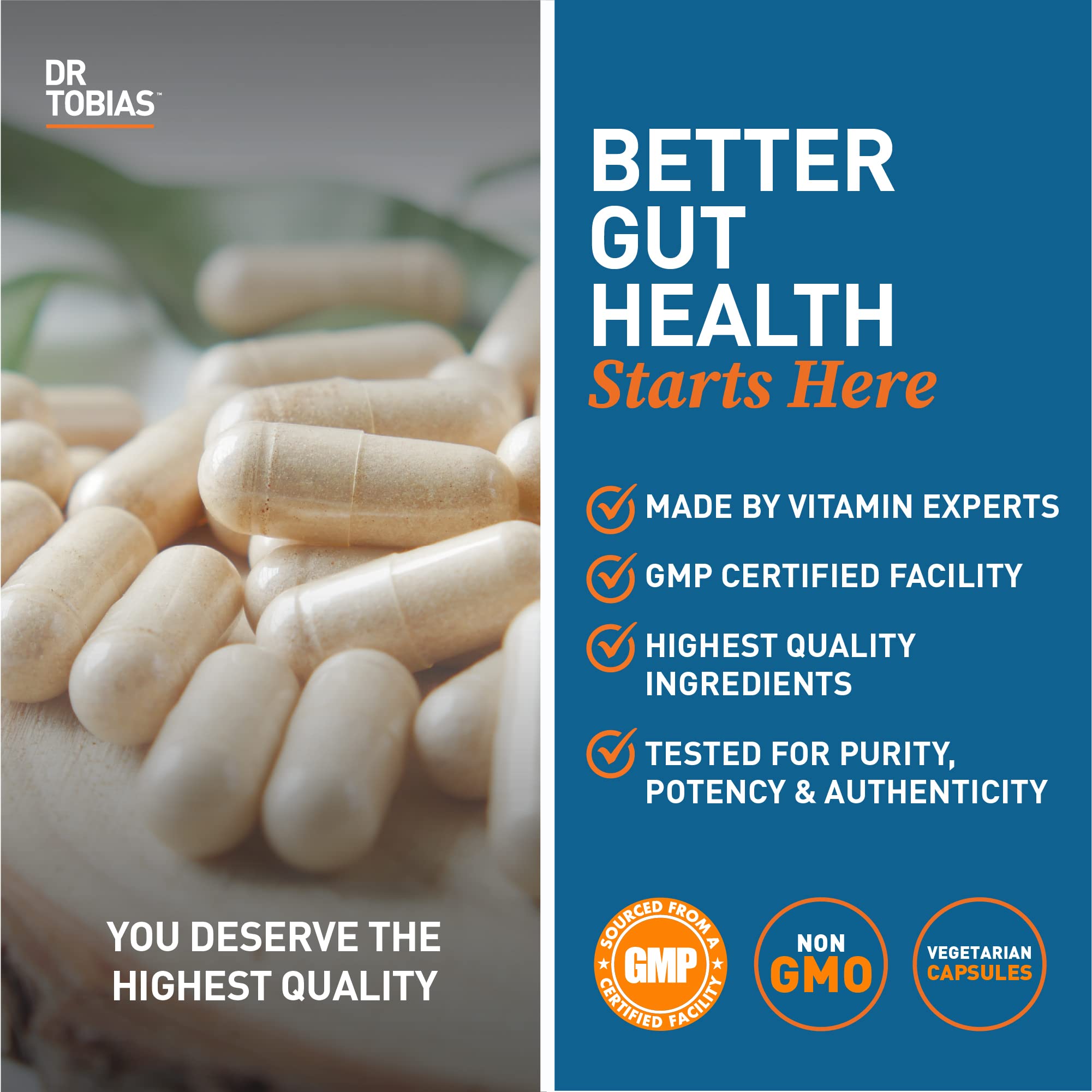 Dr. Tobias Deep Immune Probiotics & Prebiotics – Dual Action Digestive Support (120 Capsules)