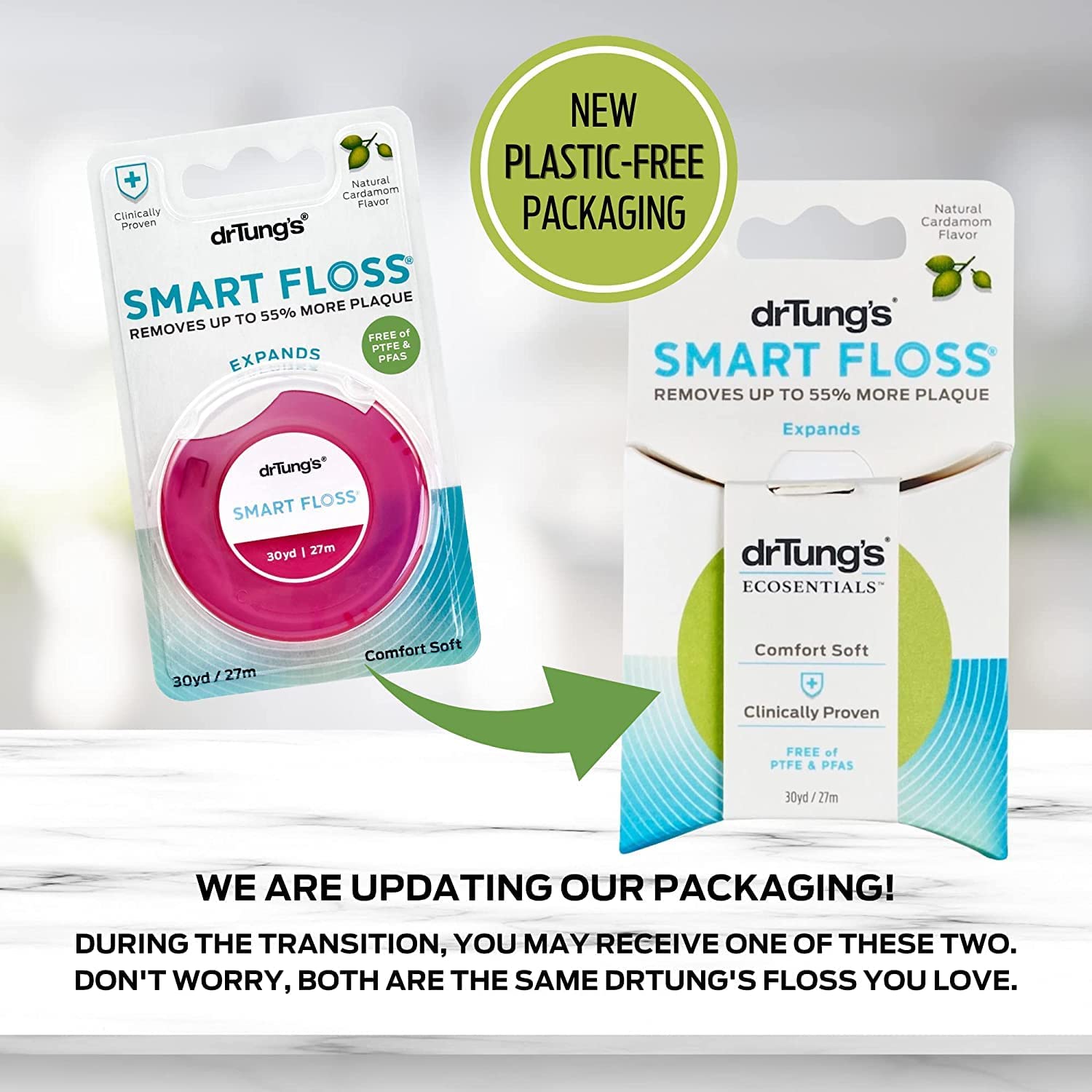 Dr. Tungs Smart Floss - 30 Yards - Case of 6 | Cardamom Flavored Dental Floss