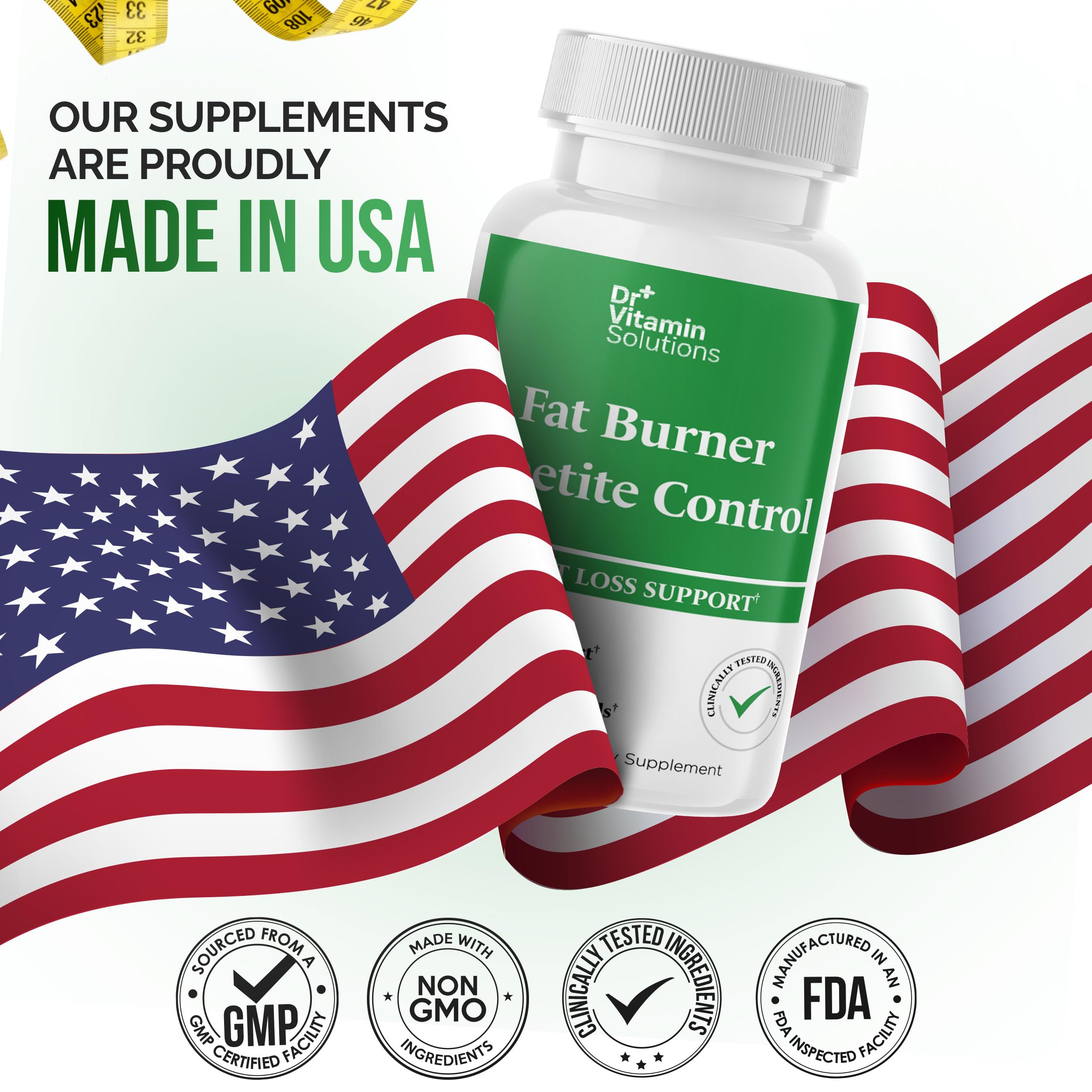 DR VITAMIN SOLUTIONS Fat Burner & Appetite Control – Metabolism Booster with L-Carnitine, CLA & Chromium | 60 Capsules