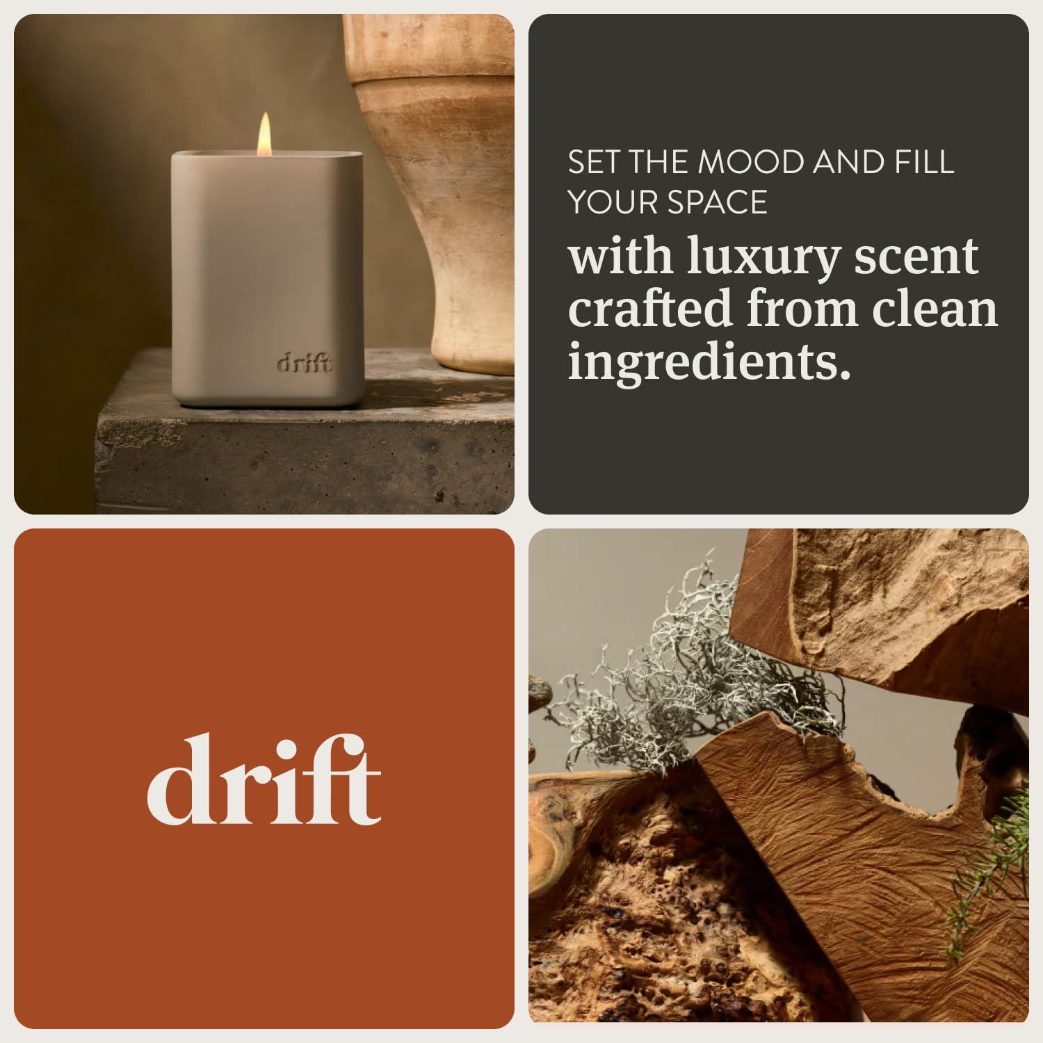Drift Teak Scented Candle - 10.5 oz, 60 Day Burn Time