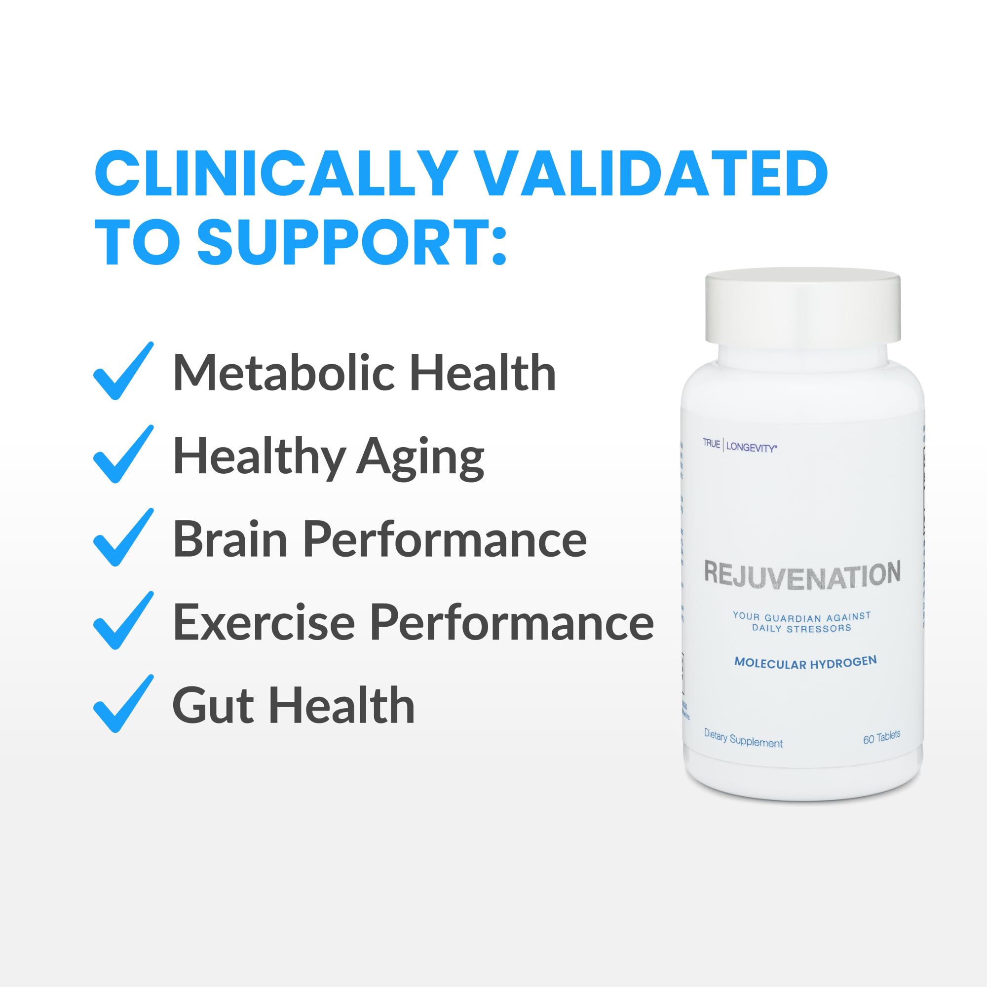 DRINK HRW Rejuvenation: Molecular Hydrogen Water Tablets with 12 ppm H2 | 60 Count, Unflavored