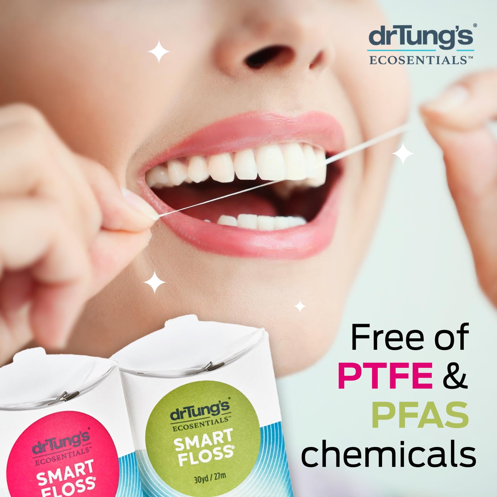 DrTung's Smart Floss - Natural Expanding Floss, Cardamom Flavor, BPA/PTFE/PFAS Free (10 Pack)