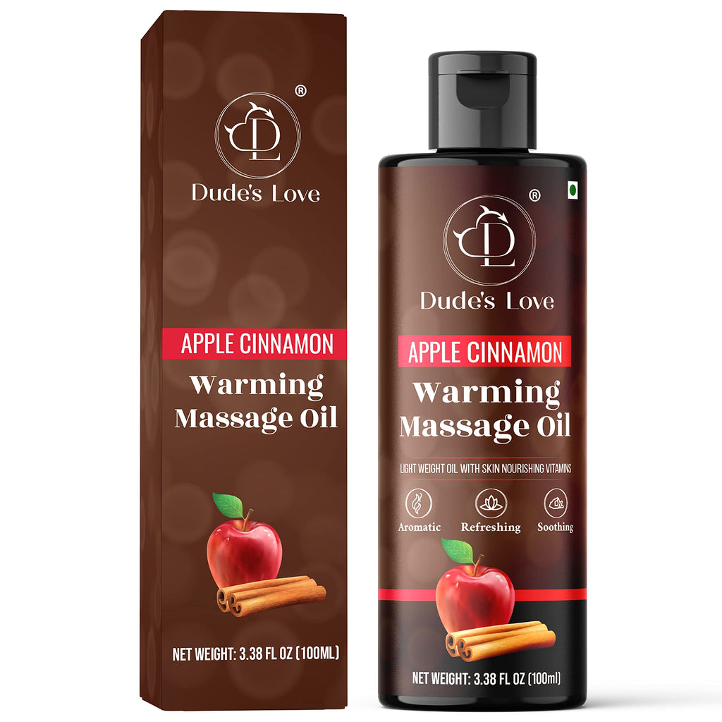 Dude's Love Apple Cinnamon Warming Massage Oil - Organic, Vegan, 3.38 oz